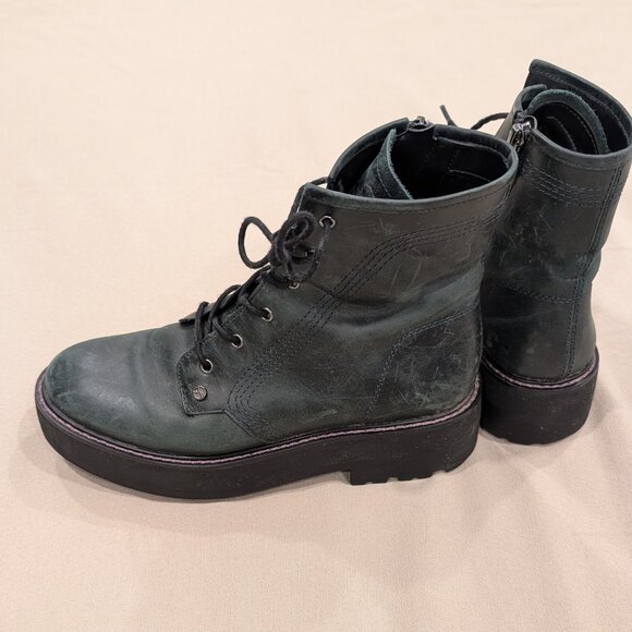 Franco Sarto Jensine Lace-Up Boot English Green Black Lug Sole - Women's sz 7 - Picture 9 of 12